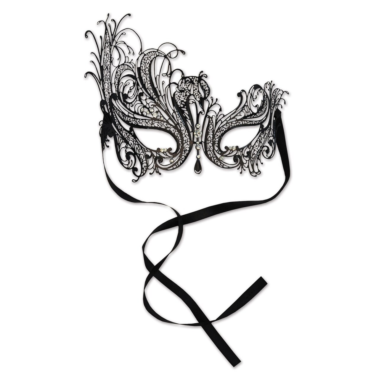 Beistle Pack of 6 Elegant Black Swan Metal Filigree Mardi Gras Masquerade Masks - One Size